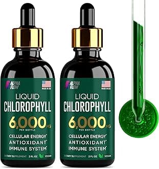 [2 Pack] Chlorophyll Liquid Drops 6000MG – Natural Liquid Chlorophyll Drops for Detox, Energy, Skin – Internal Deodorant – Vegan Chlorophyll Liquid Drops for Kids & Adults – US-made, Non-GMO - 4 Fl Oz