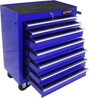Rolling Tool Chest with 7-Drawer Tool Box with Wheels Multifunctional Tool Cart Mechanic Tool Storage Cabinet for Garage, Warehouse, Workshop, Repair Shop (Blue)