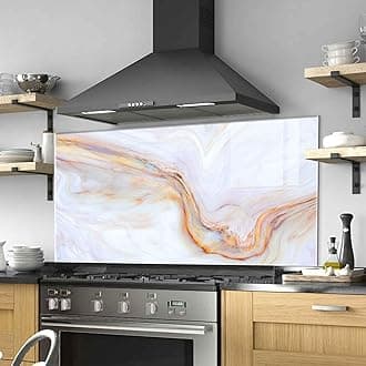 Tempered Glass Kitchen Backsplash, Stove Back Top Cover, Splashback Tile, Kitchen Sink Cover Splash Guard, Home Wall Decor (47x30''-(120x76cm))