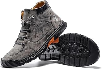 FLYLAND Men's Casual Leather Shoes Ankle Chukka Boots Fashion Sneakers Handmade Lightweight Loafers Mid Top Dress Boots Walking Driving Shoes