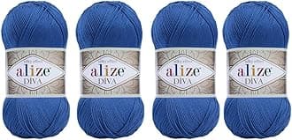 Hand Knitting Yarn 100% Microfiber Acrylic Yarn Alize Diva Silk Effect Thread Crochet Art Lace Craft Lot of 4 skeins 400gr 1532yds (132)