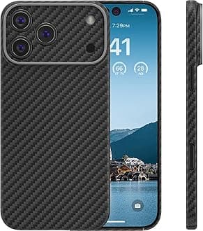 Real Aramid Fiber for iPhone 17 Pro Case, [NO-case Feeling] Durable Sturdy Aramid Fiber with 0.5mm Slim Case for iPhone 17 Pro Thin and Minimalist in Carbon Fiber Design, Grey Black