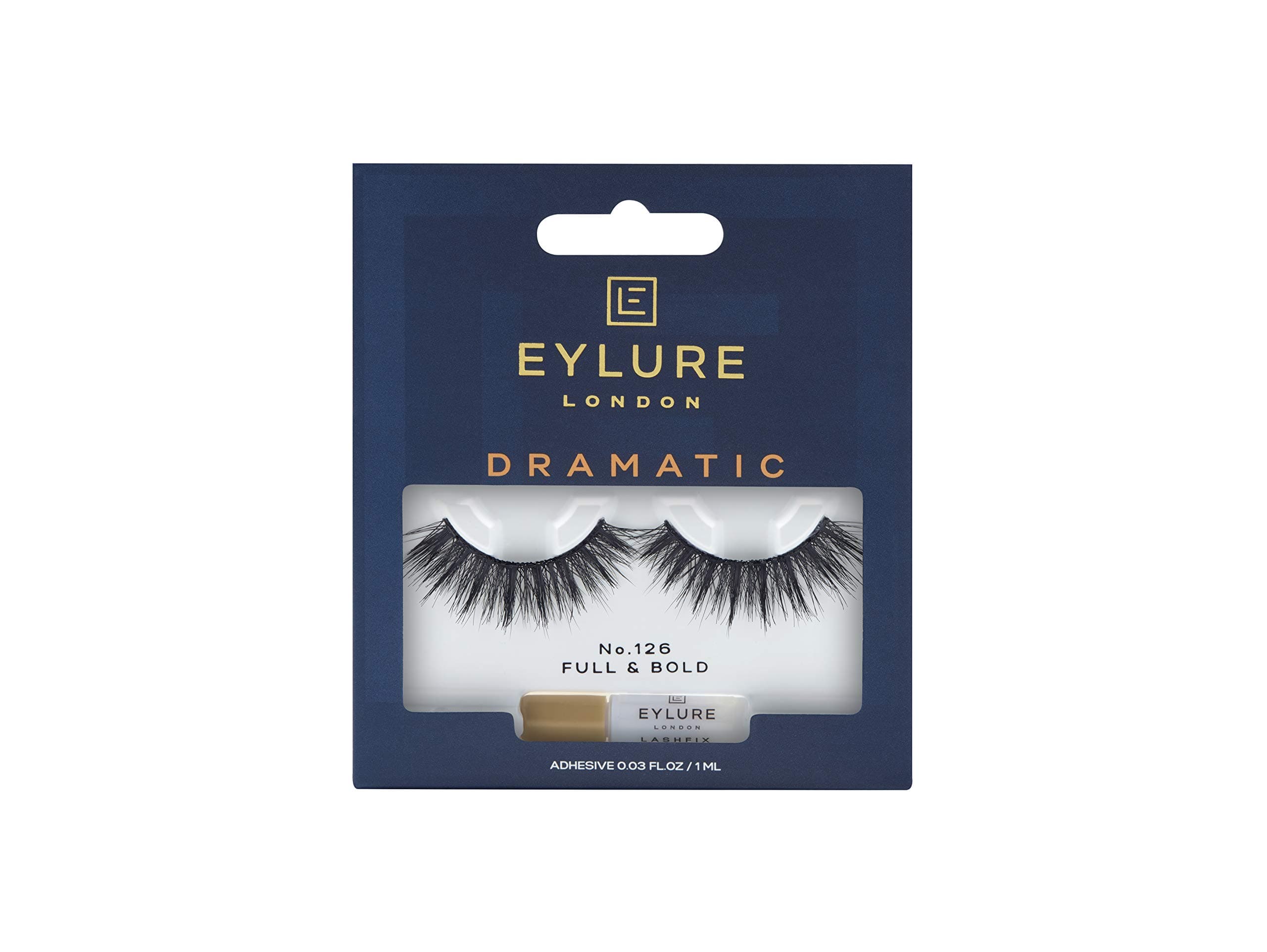 London Dramatic Reusable False Eyelashes Style No.126 | Includes Latex Free Vegan Adhesive with 18 Hour Hold | Last up to 5 Wears