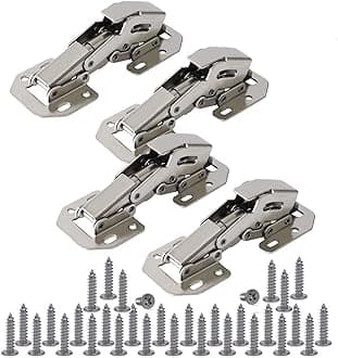 Soft Close Hinges, 90 Degree Kitchen Cabinet Door Hinges - No drilled, Concealed, Soft Close for Cabinet, Cupboard with Mounting Screws 4 Pack