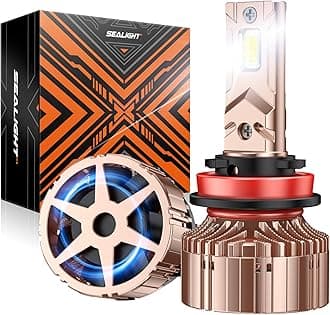 SEALIGHT H11/H8/H9 Bulbs 84,000LM 900% Brightness Light Bulbs, 6000K Cool White Bulbs with 25000RPM Fan, Plug and Play ATV/UTV, 10-Year Extended Lifespan IP68 Waterproof, Pack of 2