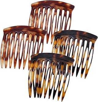 Hair Side Combs - Small French Side Hair Comb Clips for Women Decorative French Twist Hair Styling Accessories -4 Pcs (Tortoise, Brown)