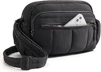 Anti Theft Crossbody Bags for Women Travel Purse, Medium Quilted Puffy cross body bag, Handbags Shoulder Purses, Black-medium