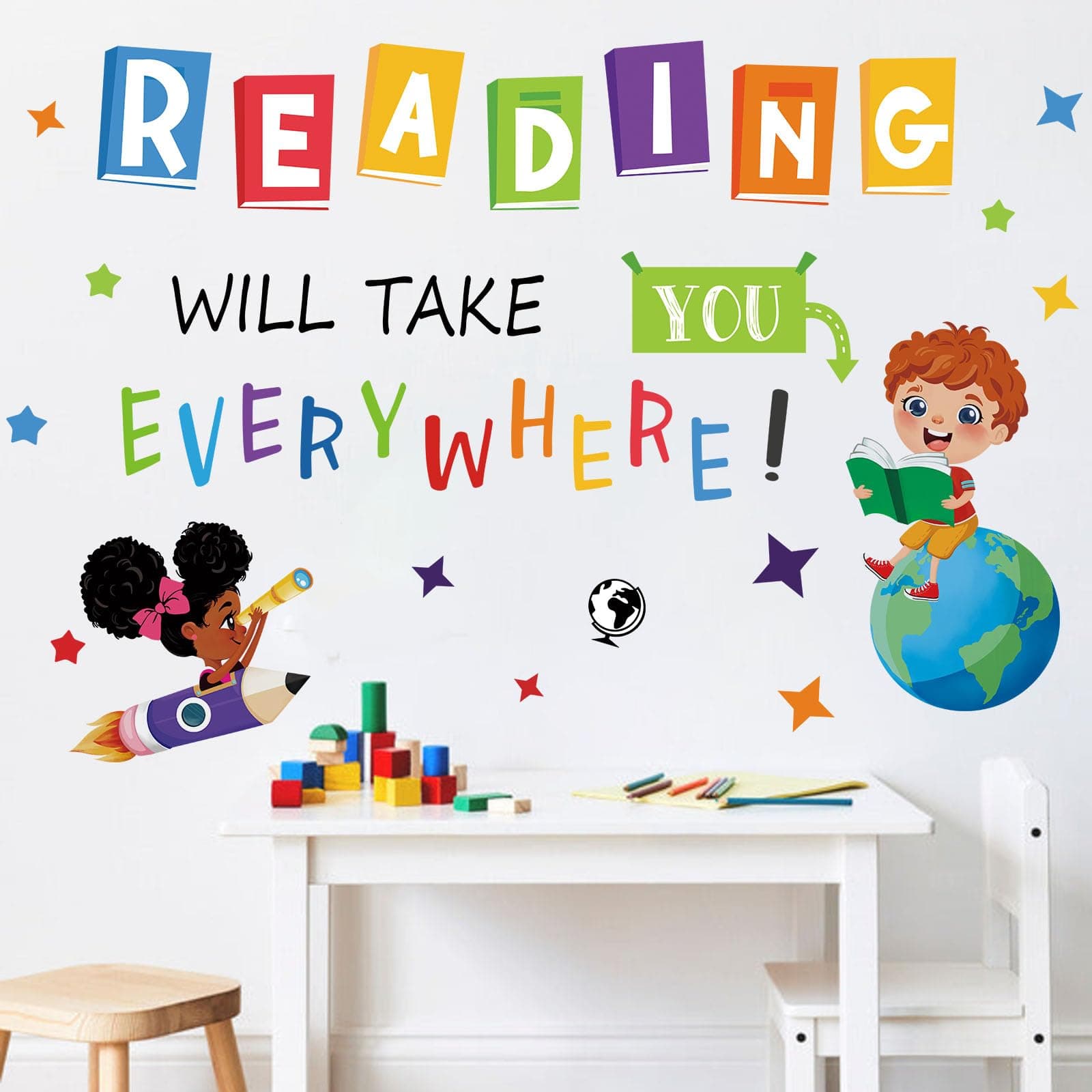 decalmile Reading Corner Wall Decals Educational Reading Will Take You Everywhere Inspirational Quote Wall Stickers Reading Room Classroom Study Room Wall Decor