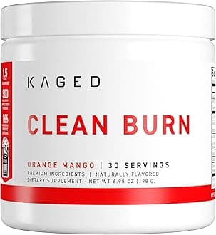 KAGED Clean Burn | Thermogenic Fat Burner Powder | CaloriBurn GP, L Carnitine, Coconut Water | Boost Metabolism, Energy, Focus | Orange Mango