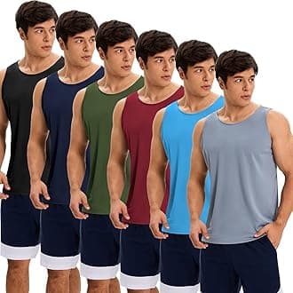 6 Pack Men's Quick Dry Workout Tank Tops Breathable Gym Sleeveless Muscle Shirts for Active Men