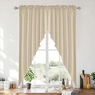 RYB HOME Short Kitchen Valances Thick Faux Linen Blended 2 Panels, Privacy Protect Home Decor Small Window Treatment for Bedroom Bathroom, Rod Pocket, Camel, W 36 x L 63 inch