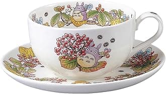 Noritake T97285A/4660-5 My Neighbor Totoro Milk Tea Cup & Saucer, 11.8 fl oz (325 cc), Microwave Safe, 1 Guest, Bone China