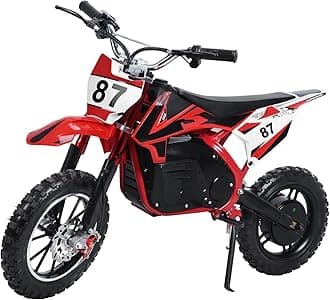 Kids Electric Dirt Bike,Children Motocross Bike Off Road Mini Motorcycle 36V 500W Motor Mechanical Disc Brakes 25KM/H High Speed Chain 10 Inches Wheels Dirt Bikes for Kids 8-14 (Red)