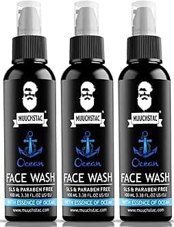 Ocean Face Wash for Men | Fight Acne & Pimples, Brighten Skin, Clears Dirt, Oil Control, Refreshing Feel - Multi-Action Formula (100ml (Pack Of 3))
