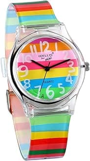 Kid Watches for Ages 6-16 Children Little Girls Quartz Watch Cute Colorful Rainbow First Time Teacher Easy Read Wrist Watches