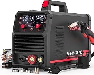 YESWELDER 165A MIG Welder, Flux Core MIG/Gas MIG/Lift TIG/Stick 4 in 1 Multi-Process Welding Machine, LED Digital Display Synergic Control 110V/220V Dual Voltage MIG-165DS PRO
