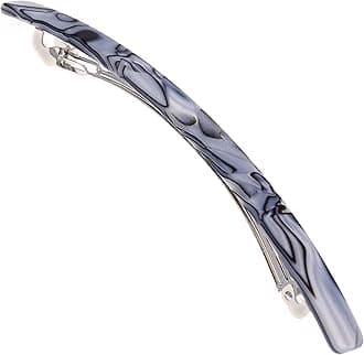 Camila Paris CP2978 French Hair Barrette Large Handmade Gray, Long Skinny Strong Hold Grip Hair Clips for Women, Thin Automatic No Slip and Durable Styling Girls Hair Accessories, Made in France