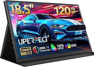 Portable Monitor 18.5" 120HZ 125% sRGB Portable Laptop Monitor w/VESA & Cover, FreeSync HDR Gaming Monitor, 350Nits USB-C & MINI HDMI Travel Second Screen for Laptop, PC, Game Consoles