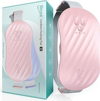 Slimpal Portable Heat Pads, Electric Wireless Heating Pad, Rechargeable Cordless Heating Belt w/ 4 Heat Levels, Gift for Her Women Girl Wife, Pink S2