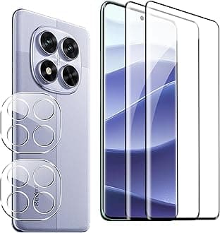 Pack of 2 + 2 Screen Protectors for Xiaomi Redmi Note 14 Pro 5G Tempered Glass, Camera Protection and Glass Screen Protector, 9H Hardness, Anti-Bubble HD Screen Protector