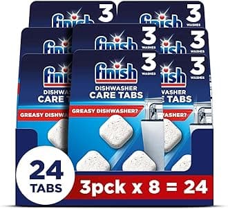 Dishwasher Cleaner, in-Wash Tablets, 24 Tabs, Bulk (3 x 8 pck), Cleans Hidden Parts, 100 Percent More Grease Removal Actives Than Detergent Alone