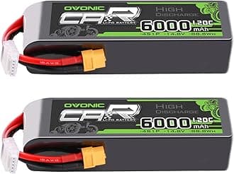 OVONIC 4S LiPo Battery 6000mAh 14.8V 120C RC Battery with XT60 Connector (2 Pack)