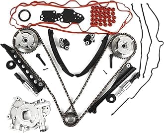 5.4L Engine Timing Chain Kit - With Cam Phasers & VVT Valves and Oil Pump Fits for 2005-2008 F150 F250 F350 5.4L V8, for 2005-2010 MARK LT NAVIGATOR 5.4L V8 24-Valve Engine