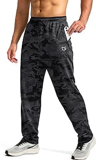 Men's Sweatpants with Zipper Pockets Open Bottom Athletic Pants for Men Workout, Jogging, Running, Lounge