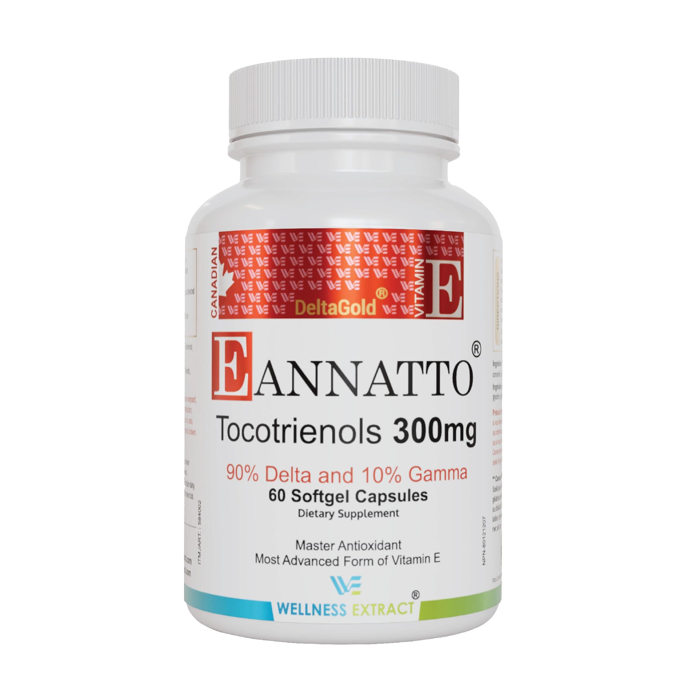 Eannatto Tocotrienols Vitamin E Supplements Tocopherol Free, Supports Immune Health, Non-GMO, Gluten Free & Antioxidant (300MG 60 Softgels)