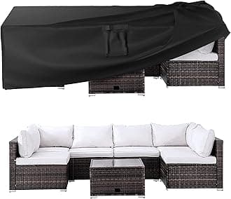 Ruimoy Patio Furniture Covers, Outdoor Furniture Cover Waterproof, General Purpose, Outside Table and Chair Covers, Heavy Duty 600D (128 Inch L x 82 Inch W x 28 Inch H)