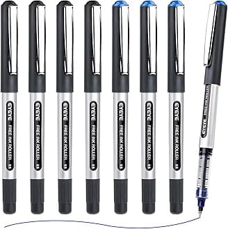EYEYE Rollerball Pens 0.5mm, 4 Black 4 Blue Extra Fine Point Pen Quick Dry, Liquid Ink Pens Fine Point Smooth Writing Pen for Journaling, Note Taking, Office, School Supplies