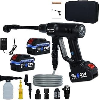 Cordless Pressure Washer Battery Powered,1450PSI Cordless Power Washer with 2pcs 4.0Ah Battery&Charger & 6-in-1 Nozzle Portable for Patio Floor Fence Deck Indoor (Black)
