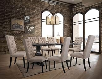 Kitchen Furniture Set 9Ps Casual Dining Table Set Include 1 Extendable Dining Table, 8 Side Chairs, 8-Person Dining Table Set, Set for 8 People Extendable (9PS)