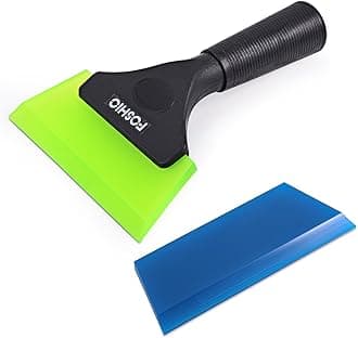 Squeegee Scraper Shower Mirror Glass Wiper Window Cleaner with 1 Extra Rubber Blade Non-Slip Handle for Auto Window Tint Tool Home