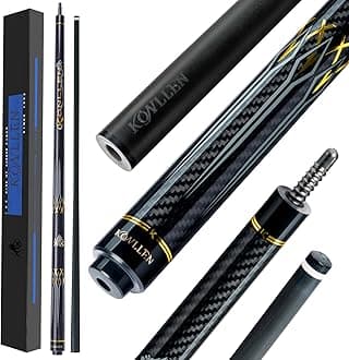 KONLLEN Carbon Fiber Pool Cue Stick 58-inch Professional Pool Sticks for Adults Full Carbon Technology Low Deflection Pool Cue Billiard Cues with 12.5mm Tip (Easy to Control, Pro Taper, Ultra-Smooth)