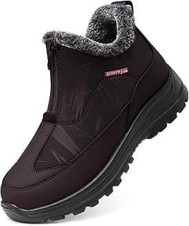 TEMOFON Winter Snow Boots for Women: Waterproof Warm Fur Lined Walking Outdoor Ankle Booties Slip on Snow Shoes Size 5-12