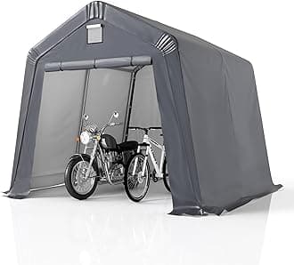 GARTOO 10' x 10' Outdoor Storage Shelter - Heavy Duty Storage Tent with Roll-up Ventilated Windows, Portable Garage Zipper Storage shed for Bike, Motorcycle Shelter, ATV, Weeding Tools