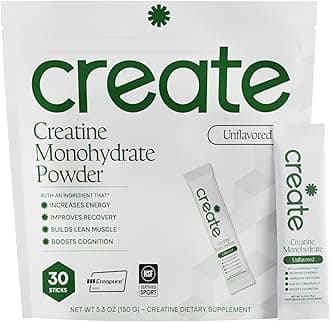 Creatine Monohydrate Powder - Creatine Travel Packets, Made with Creapure, 3rd Party Tested & NSF Certified for Sport, 30 Stick Packs, Unflavored