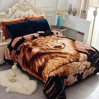 Plush Soft Fleece Blanket King Size, 87" x 94", 10.5 Pounds, Heavy Korean Style Raschel Velvet Blanket - Thick and Warm 2 Ply A&B Animal Printed for Fall, Winter, Wolves