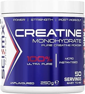 Creatine Monohydrate Powder • 250g • 100% Ultra Pure Micro-Instantised Creatine • Easy to Dissolve & Unflavoured • Supplement for Strength, Power & Performance • Vegan • for Men & Women