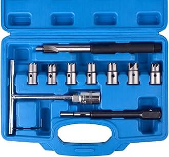 DAYUAN 10pc Diesel Injector Seat Cutter Set Compatible with Delphi Bosch BMW MERC CRD PSA Ford Fiat
