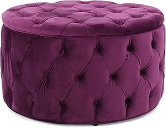 Zelfa Velvet Ottoman, Fuchsia, Round