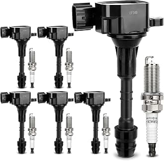 UF349 Ignition Coil & 224018H515 Double Iridium Spark Plug For Nissan Altima Maxima Murano Frontier Quest XTERRA Pathfinder NV1500 NV2500 NV3500/Infiniti l35 QX4/Suzuki Equator V6 Replaces #C1406