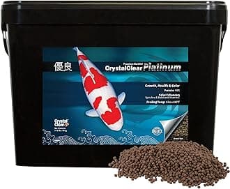 CrystalClear Platinum Fish Food, Premium Floating Pellets for Koi & Goldfish – Boost Growth, Color, and Wellness in Backyard Ponds & Water Gardens, 3mm Pellets, 17.6 Pounds
