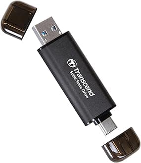 Transcend ESD310 512GB Dual USB-C/A External SSD 1050MB/s Ultra-Fast Drive for iPhone 17/16/15, MacBook, iPad & PC | Fast File Transfer TS512GESD310C