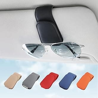 Toby's Sunglass Holder for Car Visor Sunglasses Clip Magnetic Leather Glasses Eyeglass Holder Truck Car Interior Accessories Universal for Woman Man -Black