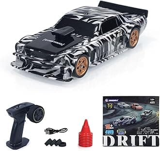 TOUCAN RC HOBBY 1:43 Ready to Run Race Car Gyro Drift Car 4WD Traffic Cones Mini Toy for Boys with a Gyro (Camouflage)