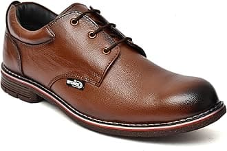 Formal Premium Safety Shoes for Men's | Steel Toe cap | Slip and Water Resistant | Leather Material & TPR Sole | Comfortable for Construction Work's, (SIZE-10, BROWN)