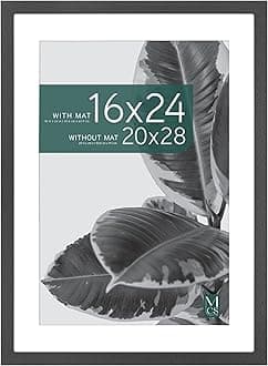 Studio Gallery 20x28 Matted Poster Frame with 16x24 Picture Display, Black Woodgrain Engineered Wood Vertical & Horizontal Wall Hanging Large Picture Frame for Photos, Posters & Art Prints (1-Pack)