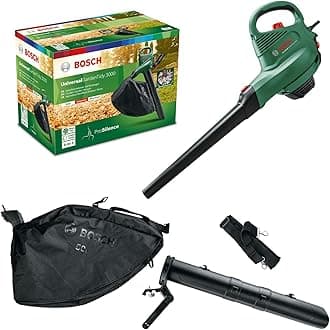 Bosch Electric Leaf Blower and Vacuum UniversalGardenTidy 3000 (3000 W, collection bag 50 l,variable speed,for blowing, vacuuming shredding leaves, Weight: 4.7 kg, in carton packaging)